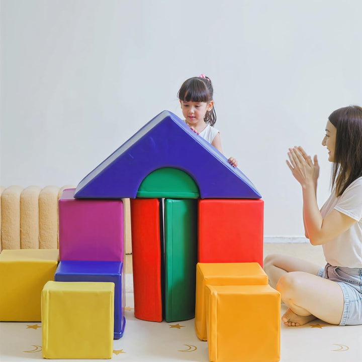 HOMCOM 11 TLG. Schaumstoff Bausteine Kinder Softbausteine Klettern toben Bauklötze Weiche Schaumstof