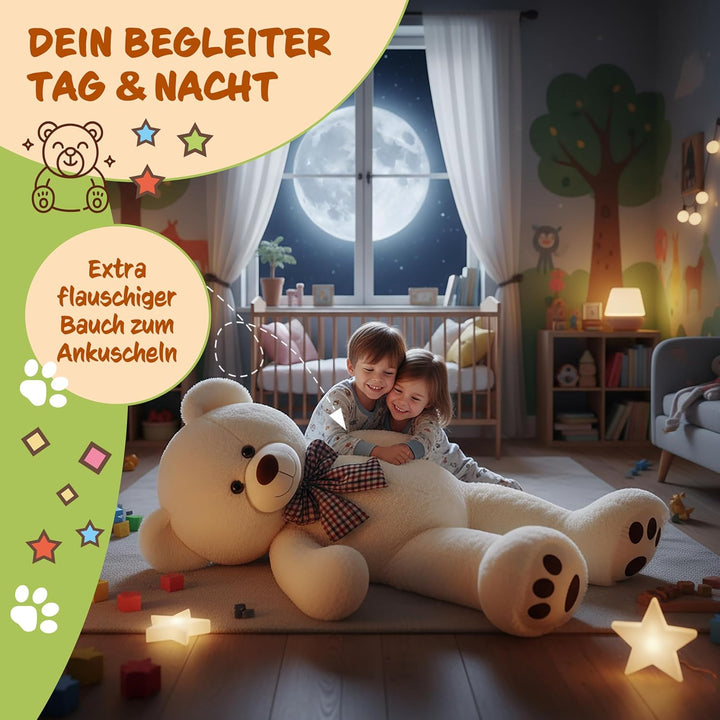 monzana® Teddybär L - XXXL 50-175cm Weiches Fell Schleife Tatzendruck Geschenk Plüschtier Kuscheltie
