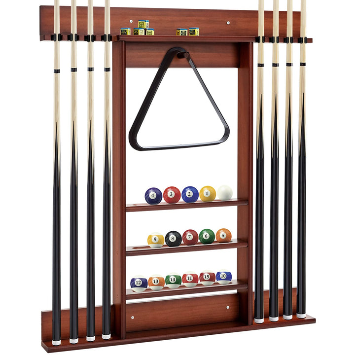 GOPLUS Billardständer, Pool Queue Halter aus Kiefernholz mit 8 Queue-Stifte, 3-stufig, Ball Rack Hal
