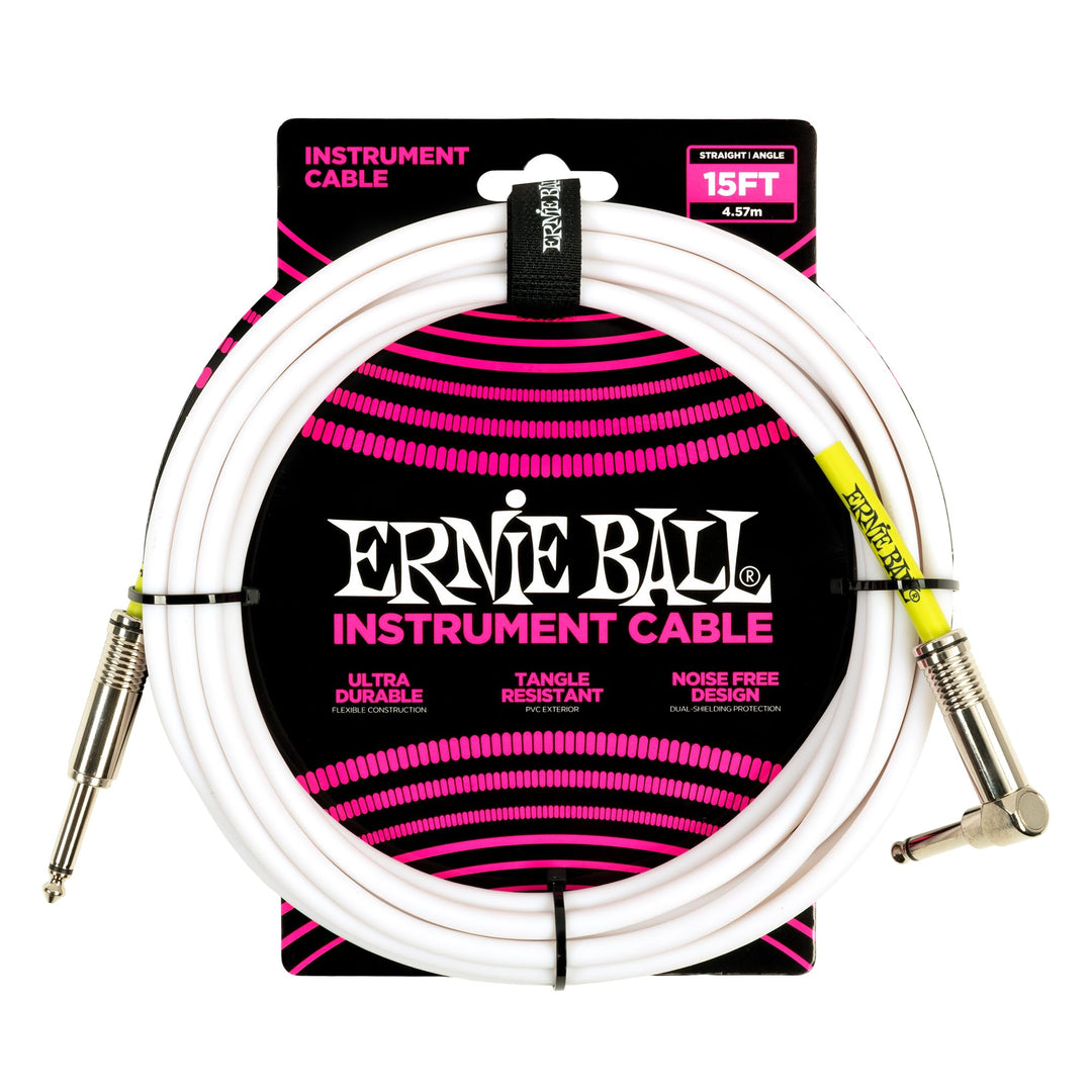 Ernie Ball klassisches Instrumentenkabel gerade/gerade 4,57 m (15 ft) - Weiss 4,57 m Weiss, 4,57 m W