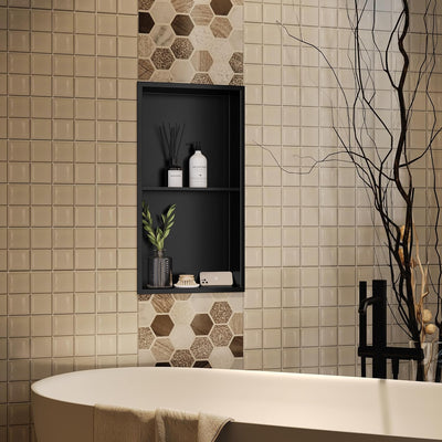 Neodrain Wandnische Dusche Edelstahl Duschnische Doppelregal Wandnische Schwarz Lagerung für Badezim