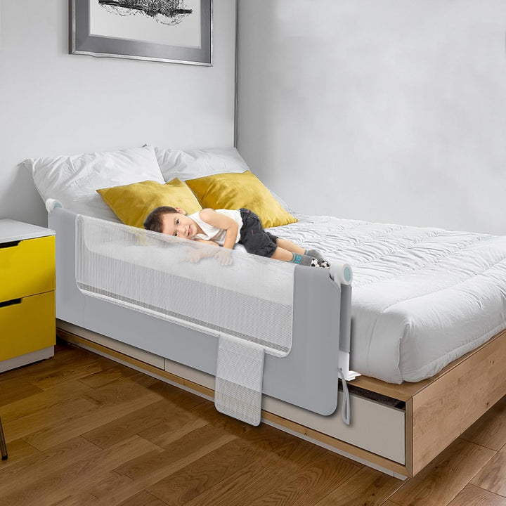 UISEBRT Bettgitter 180cm Bettschutzgitter Klappbar für Kleinkinder, Rausfallschutz Höhenverstellbar