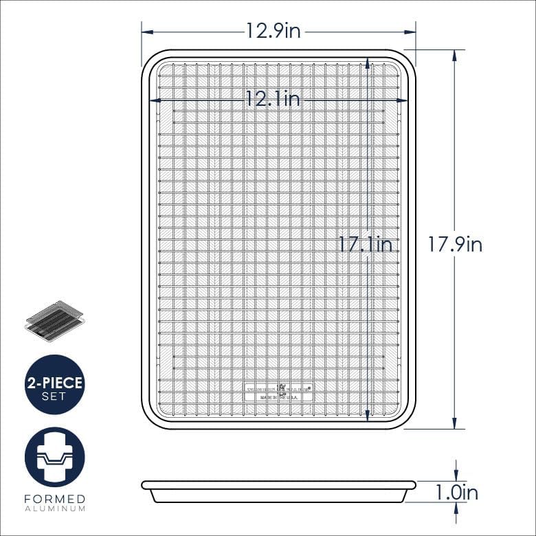 Nordic Ware Prism Halbblatt mit ofenfestem Gitter, 1 Stück, natur Half Sheet with Oven Safe Grid Hal