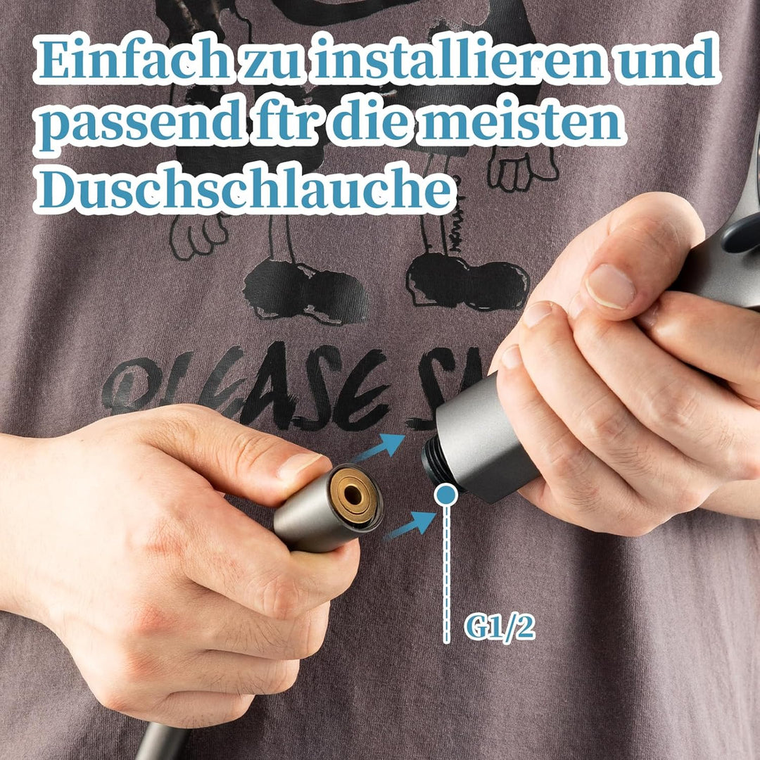 OFFO Duschkopf mit Schlauch 1,6m, Duschbrause mit Schlauch mit Verdrehschutz, Duschkopf Gross mit 6
