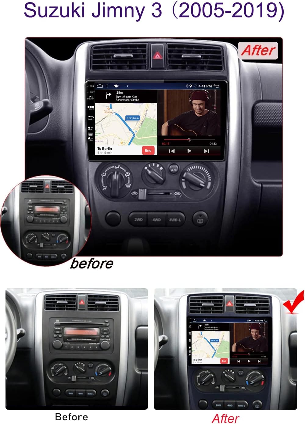 JOYX Android 12 IPS Autoradio Passt für Suzuki Jimny 3 (2005-2019) - [4G+64G] - Eingebaut DSP/Carpla