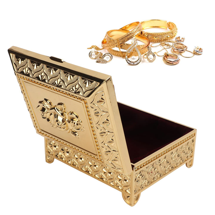 HERCHR Vintage Schmuckschatulle aus Metall, Schmuckkästchen Schmuckaufbewahrungsbox mit Rosenmuster
