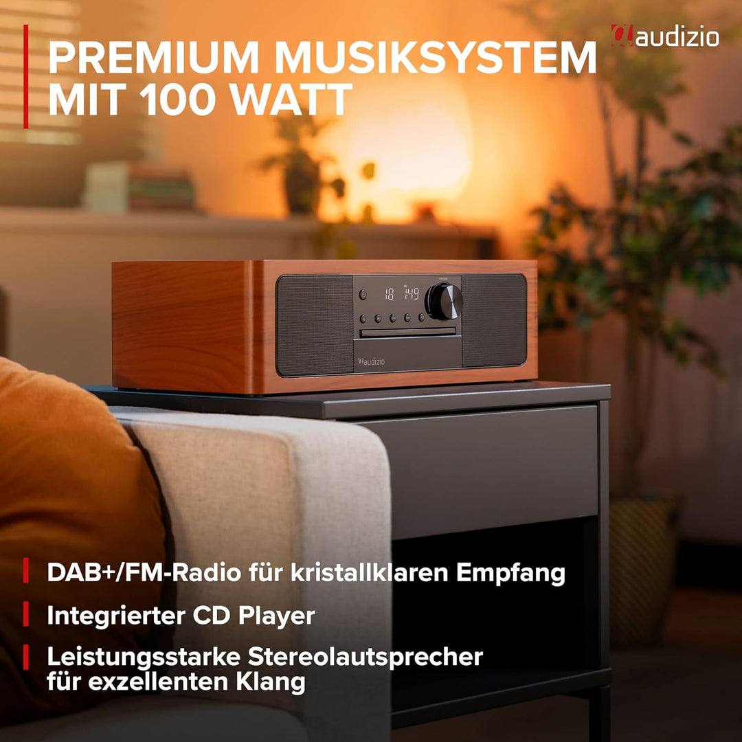 Audizio Lunata - DAB Radio mit CD Player, 100W Stereoanlage mit CD & Bluetooth 5.3 - Musikanlage mit
