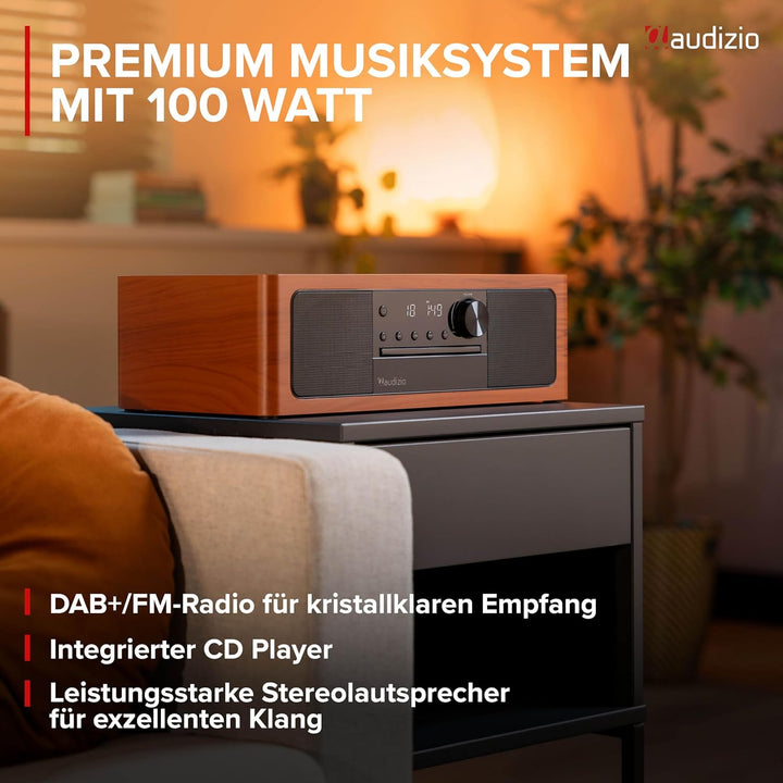 Audizio Lunata - DAB Radio mit CD Player, 100W Stereoanlage mit CD & Bluetooth 5.3 - Musikanlage mit