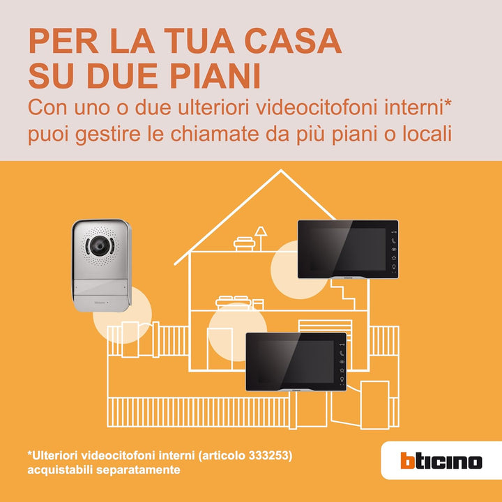 Bticino 318913 Easykit Plus Video-Türsprechanlage für 1-Familienhaus, Plug-In mit 2 Drähten, 1 exter