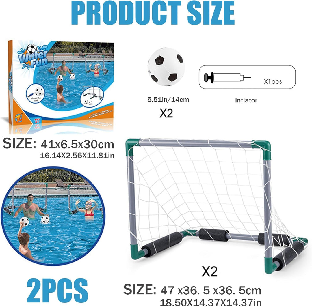 Poolspiele, schwimmendes Pool-Fussballtor mit 2 Bällen, 18, 5 x 14, 4 x 14, 4 Kinder-Fussballtor, Ku