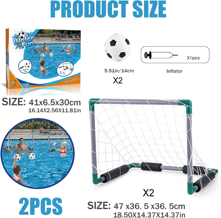Poolspiele, schwimmendes Pool-Fussballtor mit 2 Bällen, 18, 5 x 14, 4 x 14, 4 Kinder-Fussballtor, Ku