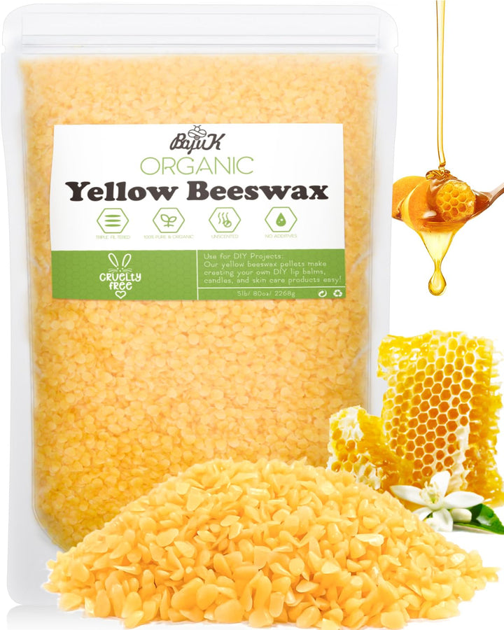 BOYUJK Gelbe Bienenwachs Pastillen 2.3KG, Kerzenwachs für die Kerzenherstellung, Bienenwachs für Kos