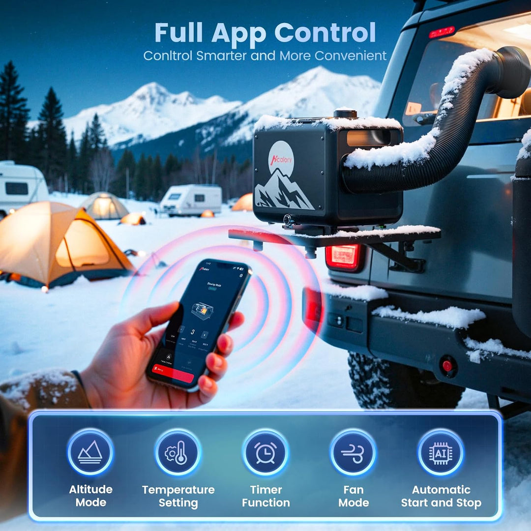 8kW Diesel-Luftheizung, 7,5L Toolbox MAX 230V AC & 12/24V DC Diesel Standheizung mit Bluetooth APP,