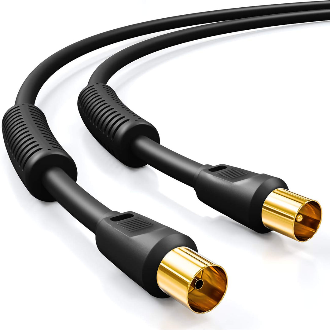 deleyCON 20m TV Antennenkabel Koaxial Kabel HDTV 4-fach Schirmung 2x Ferritkern Mantelstromfilter DV