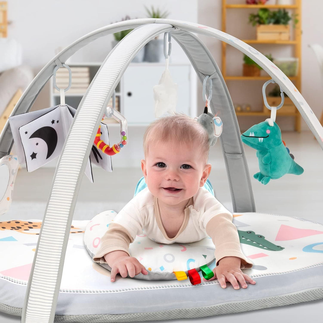Lupantte Baby Spieldecke,Spielbogen Baby 2 Austauschbaren Bezügen,Spielmatte mit Spielbogen Abnehmba