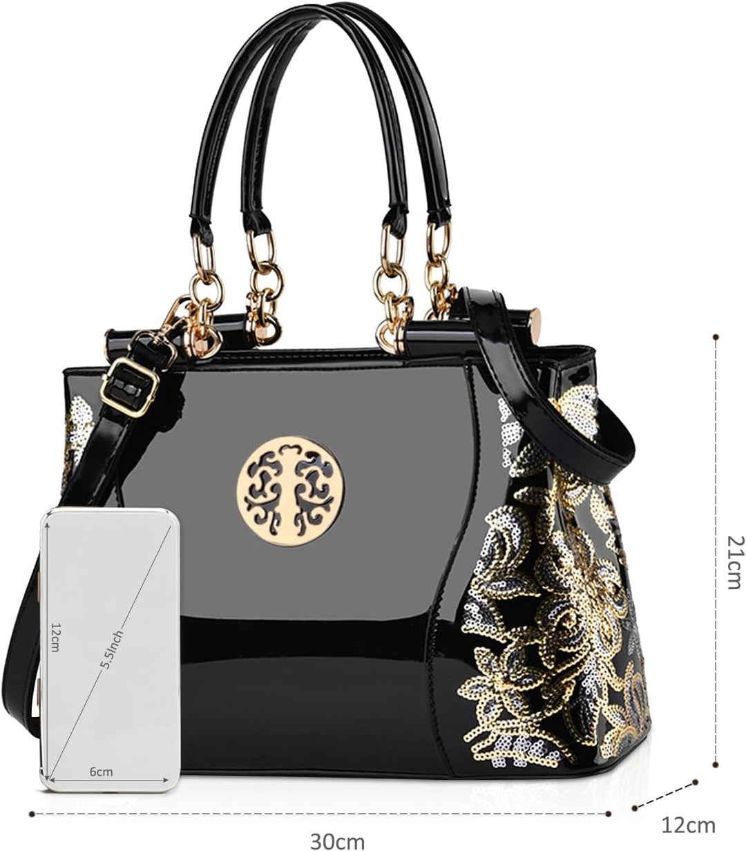 NICOLE & DORIS Lackleder Handtasche Damen Umhängetaschen Elegante Schultertasche frauen shopper gros