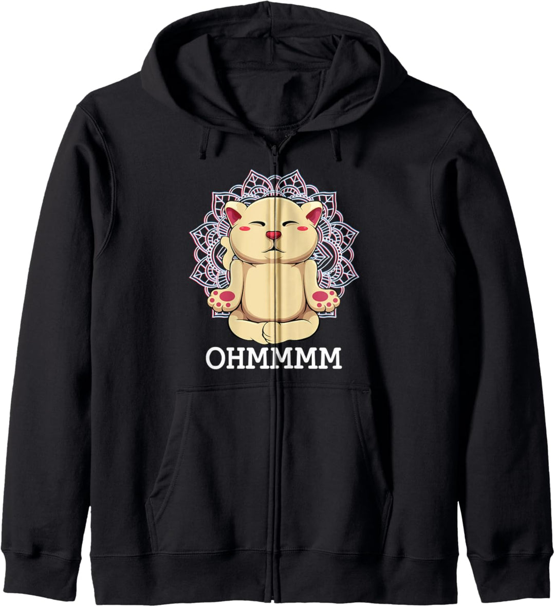 Ohmmm Hatha Yoga Joga Katze Katzen Meditation Namaste Design Kapuzenjacke