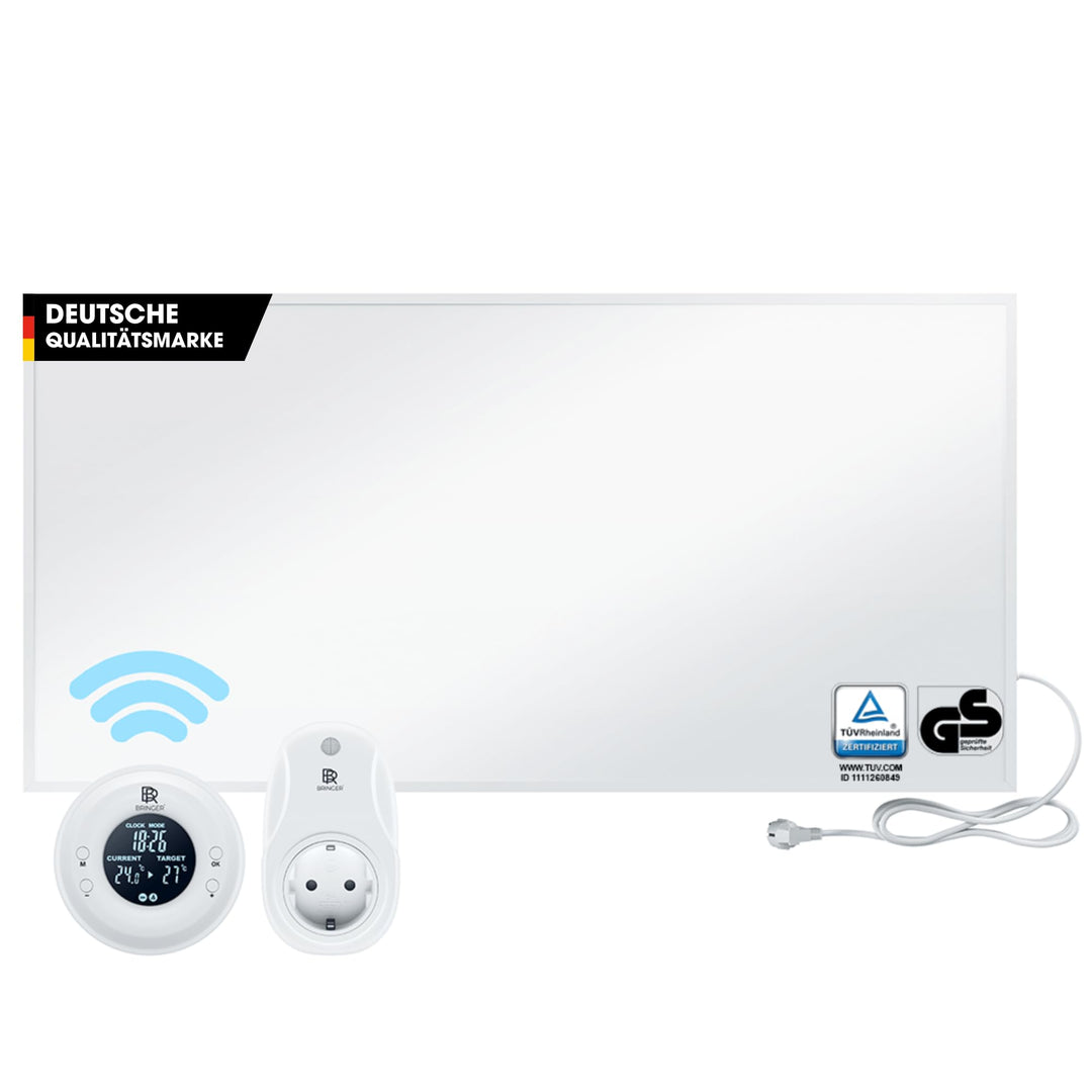 BR Bringer Infrarotheizung 1000 Watt - mit Thermostat und Fernbedienung - Infrarot Elektroheizung En