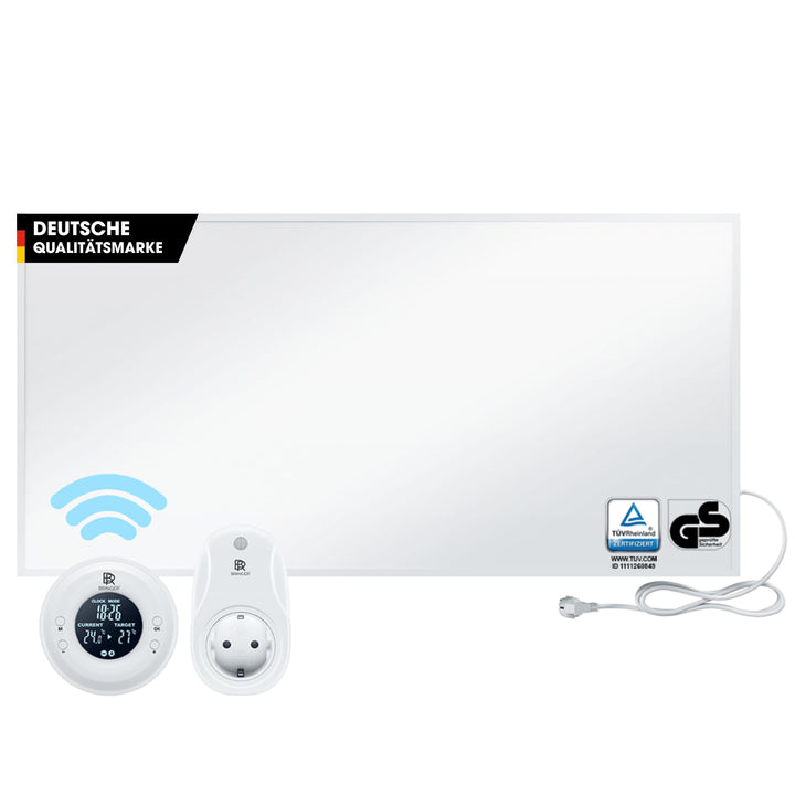 BR Bringer Infrarotheizung 1000 Watt - mit Thermostat und Fernbedienung - Infrarot Elektroheizung En