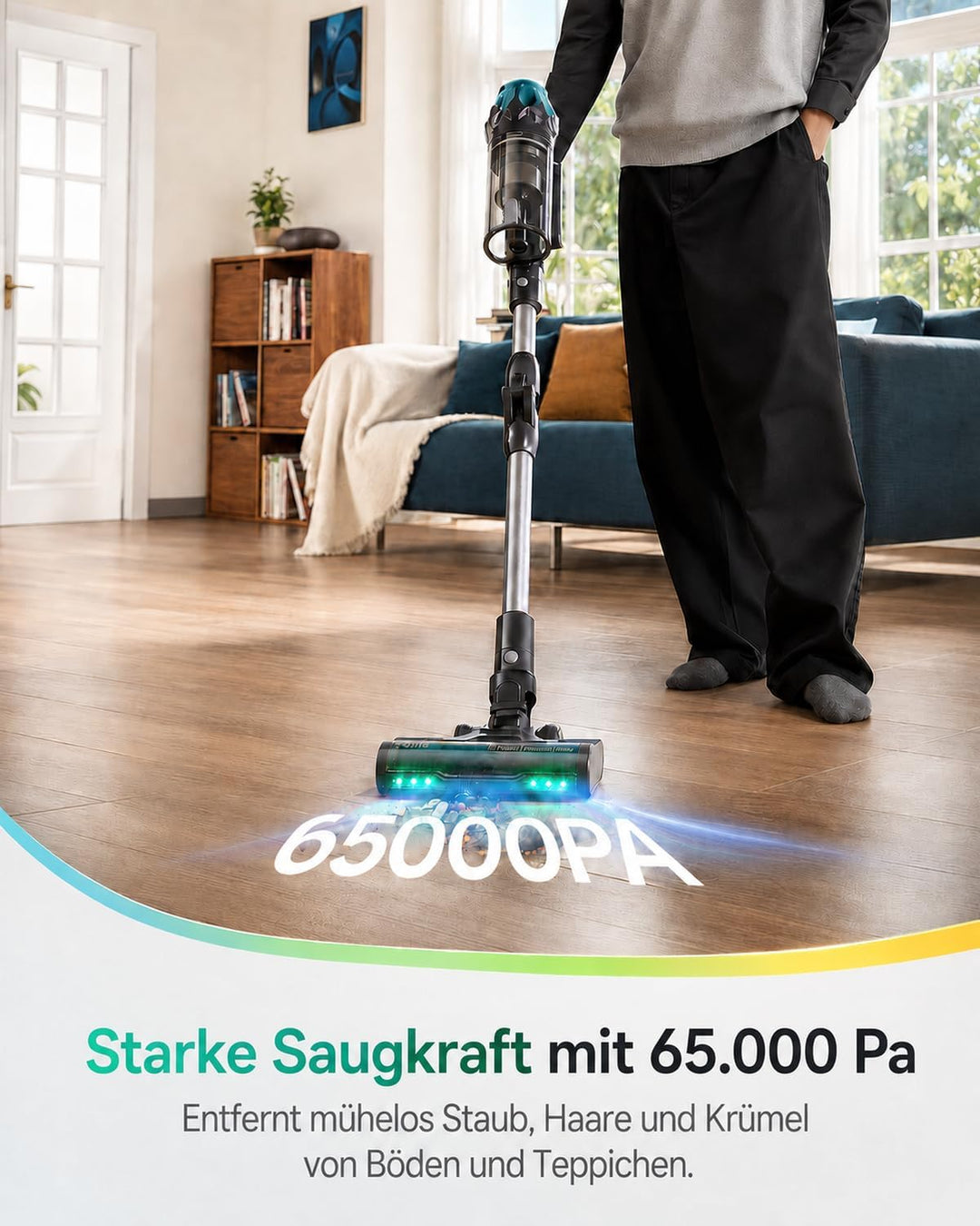 Vexilar V15Max Akku Staubsauger 60KPa mit Wischfunktion &amp; Knickrohr | 600W/65KPa Saugkraft, 60 Min L