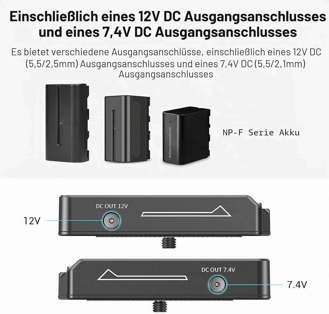 SMALLRIG NP-F Akku Adapterplatte Lite für Sony A7 A9 / BMPCC 4K 6K / GH5 / Z6 Z7, mit 12V DC / 7,4V