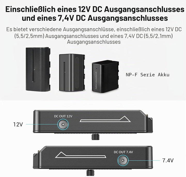 SMALLRIG NP-F Akku Adapterplatte Lite für Sony A7 A9 / BMPCC 4K 6K / GH5 / Z6 Z7, mit 12V DC / 7,4V