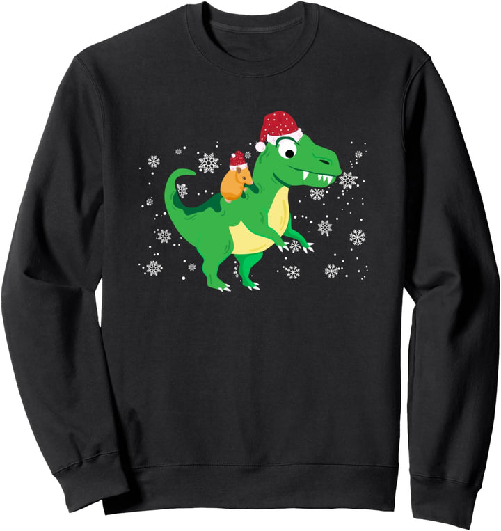 Meerschweinchen reiten Weihnachtslicht T Rex Dinosaurier Sweatshirt