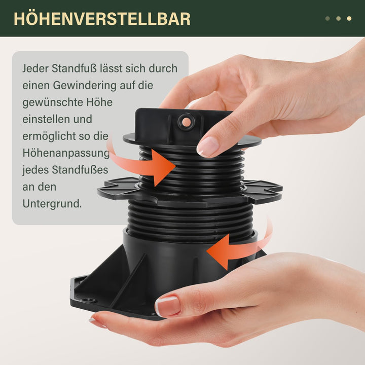 Gimisgu Stellfuss 10 Stück Stelzlager höhenverstellbar 60-140mm Plattenlager - Stelzlager für Terras