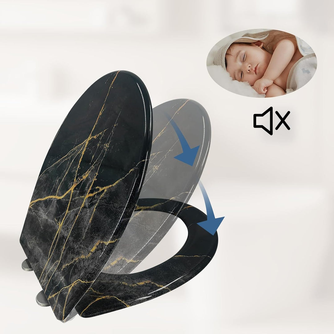 Toilettendeckel mit Absenkautomatik, WC Sitz mit Absenkautomatik Oval Form klodeckel Einfache Reinig