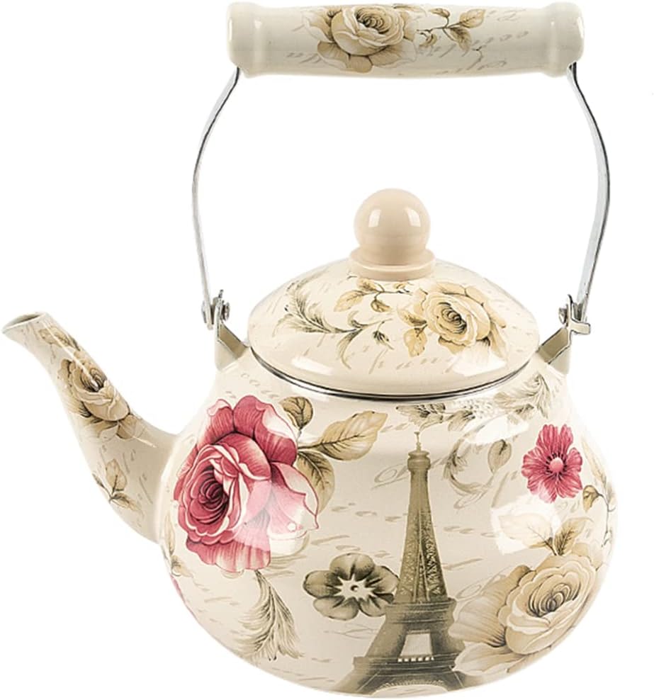 BESTonZON Emaillierter Teekessel Praktischer Wasserkessel Emaille Tea Pot Haushaltsduft Kessel Hausz