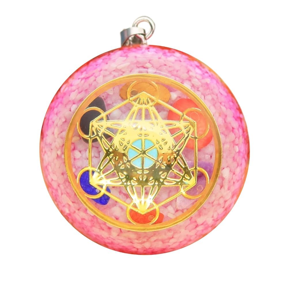 DYFUHO Orgone Metatron Cube Merkaba Anhänger Halskette, Om Crystals Stones Orgonit Anhänger, Orgonit