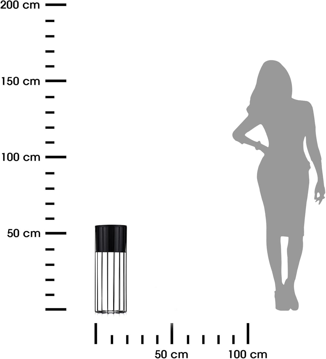 HowHomely Blumensäule aus Draht mit Übertopf Metall rund schwarz 55x20x20 cm