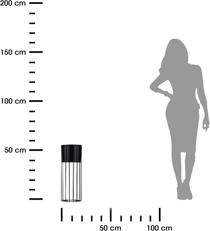HowHomely Blumensäule aus Draht mit Übertopf Metall rund schwarz 55x20x20 cm