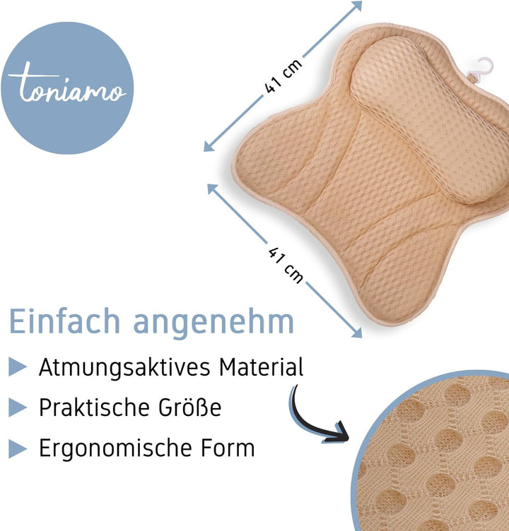 Badewannenkissen | Premium Badekissen für Badewanne mit Kopfstütze &amp; Nackenstütze | Kissen ideal als
