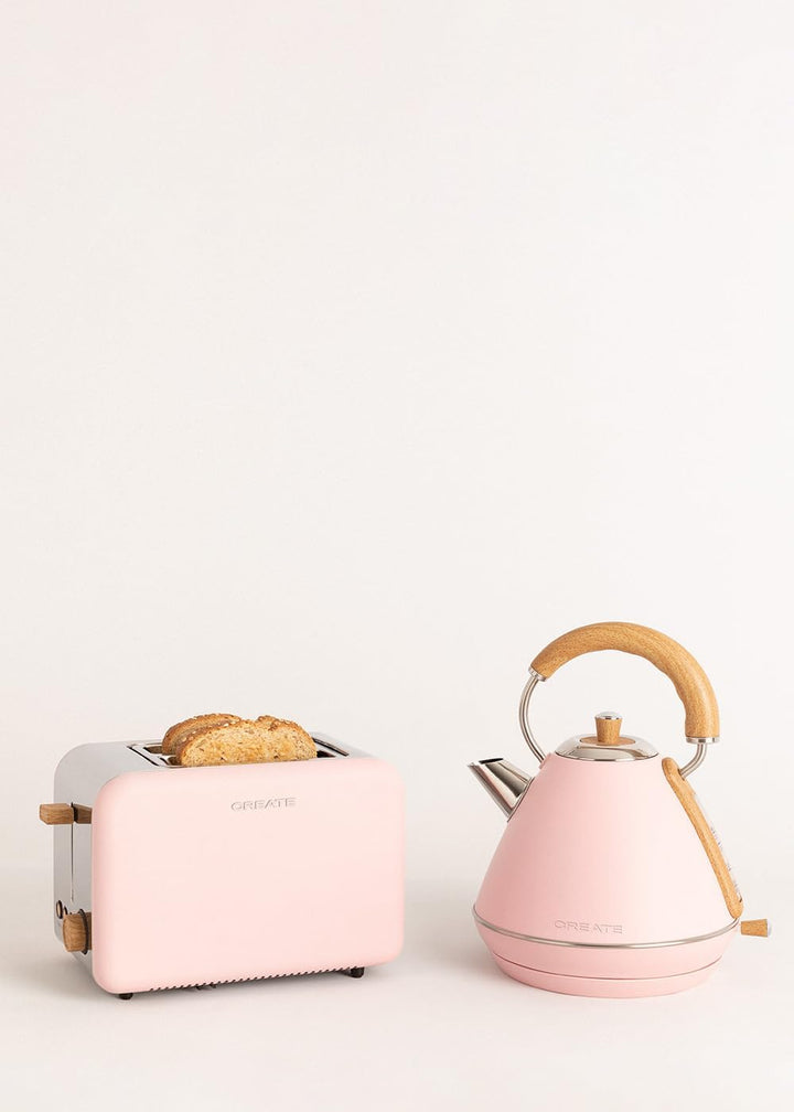 CREATE/PACK TOAST RETRO + KETTLE RETRO L/Toaster und Wasserkocher rosa / 3 programmierte Toastzeiten
