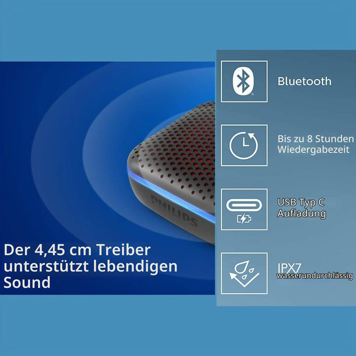 Philips Audio Bluetooth Lautsprecher S2505B/00 mit LED-Leuchten (Integriertes Mikrofon, Robust und I