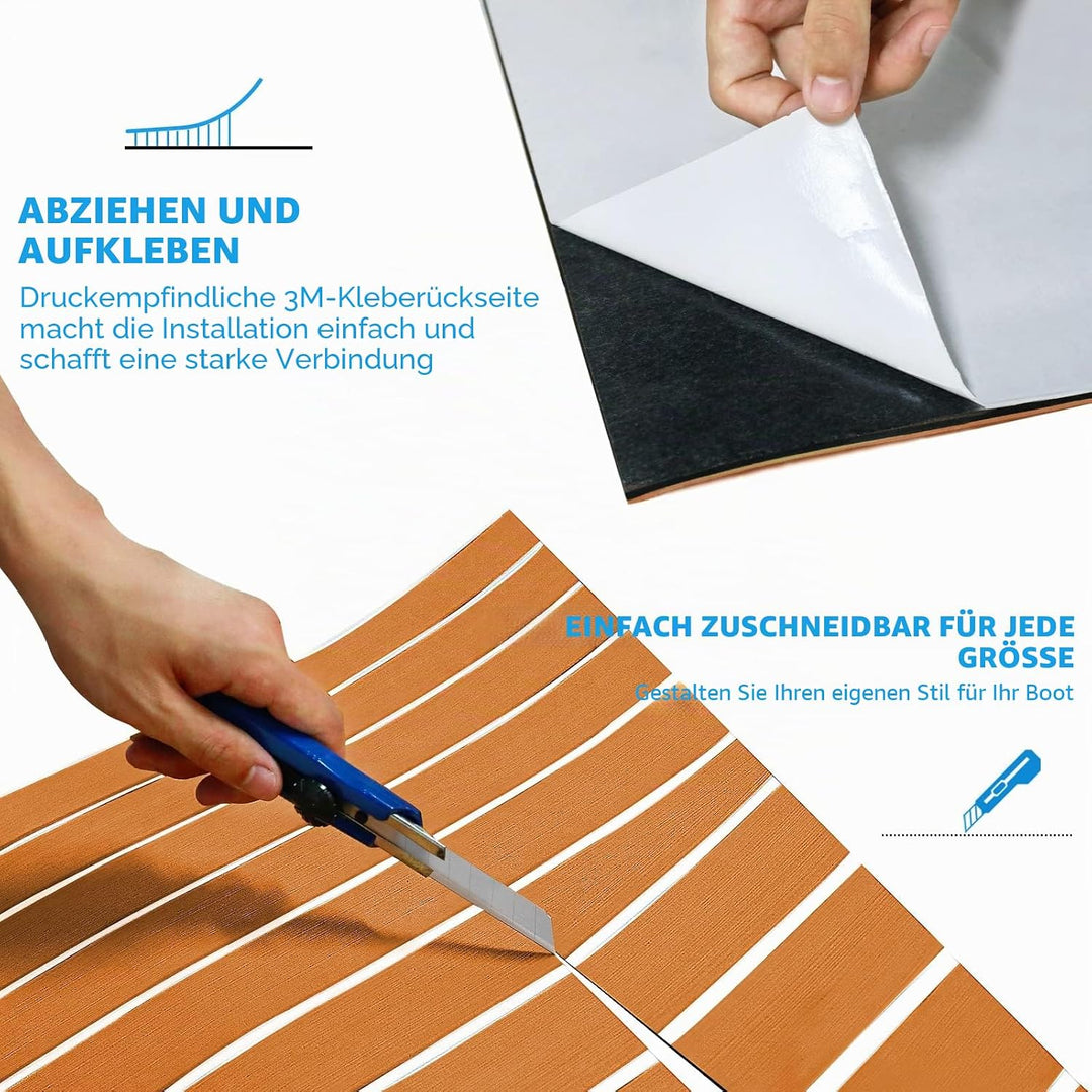 Toogou Generation Eva-Schaum Rutschfeste Marine Matte Rückseite mit 3 M Klebstoff, synthetische Teak