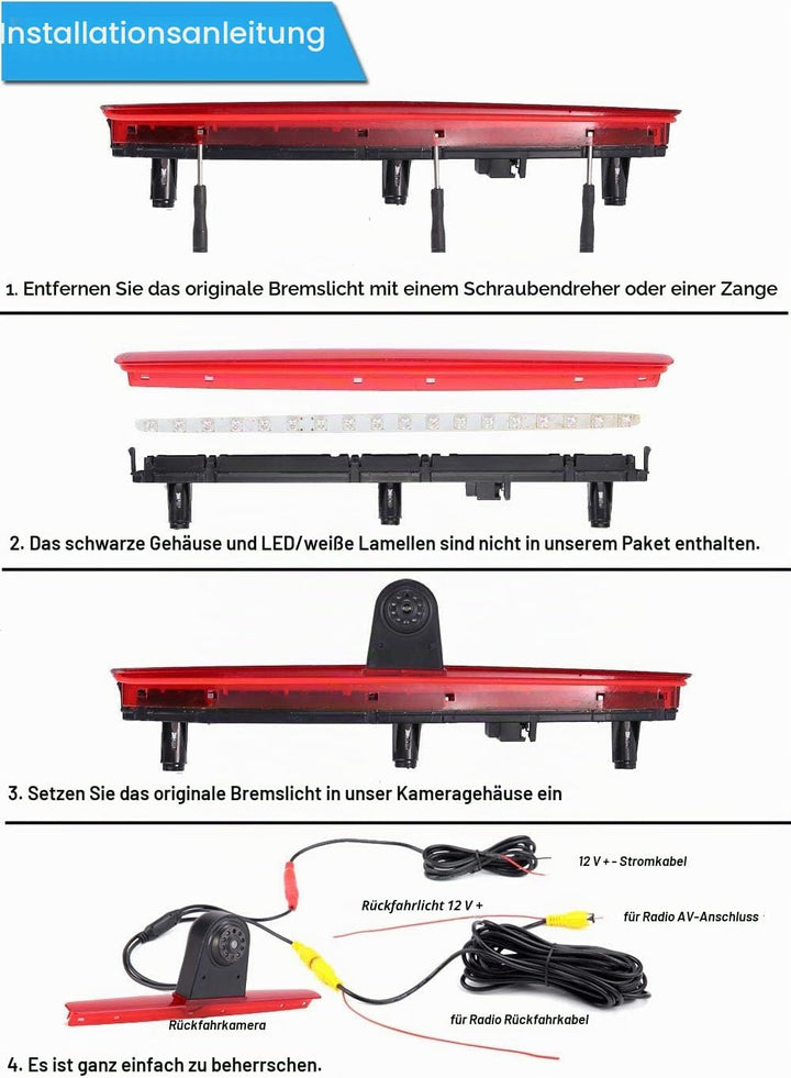 Auto Bremsleuchte Rückfahrkamera für VW T5 Bus Transporter Multivan Caravelle (Neuer Gegenstand: Win