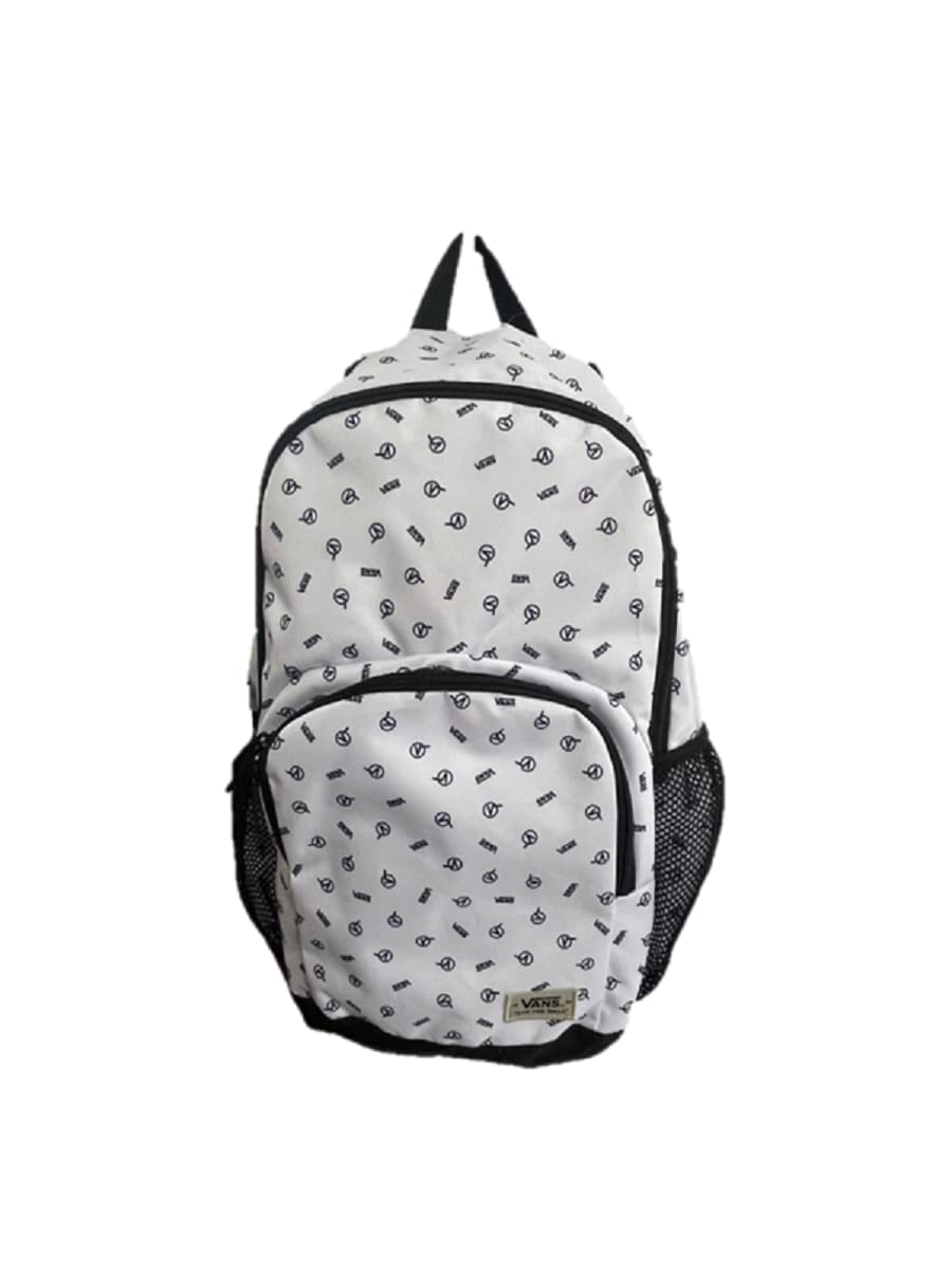 Vans Alumni Rucksack Allover Logo Weiss Schwarz Universität Schultasche Casual Reise Laptop, mehrfar