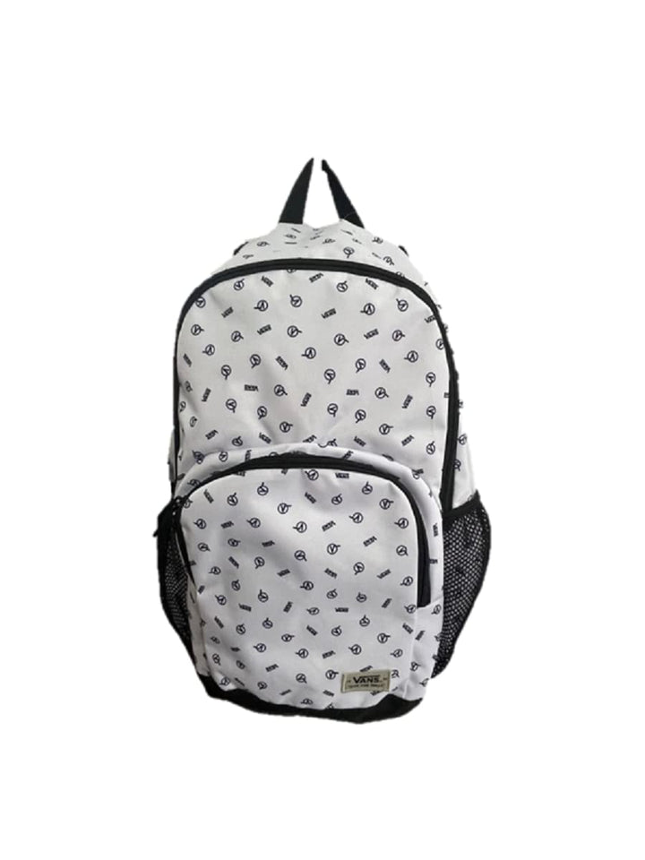 Vans Alumni Rucksack Allover Logo Weiss Schwarz Universität Schultasche Casual Reise Laptop, mehrfar