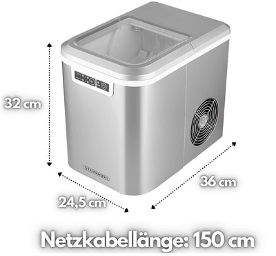 Edelstahl Eiswürfelmaschine | Ice Cube Maker | 12 kg in 24h | 2,2 Liter Kapazität | Eismaschine | Ei