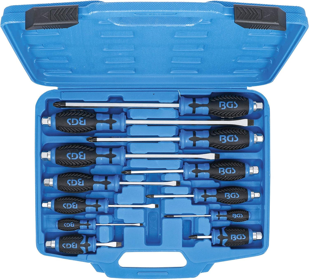 BGS 7895 | Schraubendreher-Satz | 12-tlg. | durchgehende Klinge mit Aussensechskant | Schlitz / Kreu