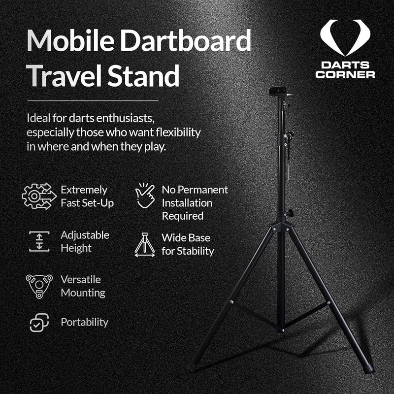 Darts Corner DM01 | Professionelles tragbares Dreibein-Stativ für Dartscheibe, Reiseständer für mobi