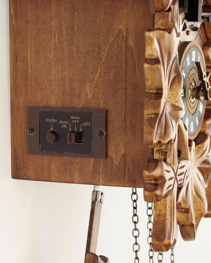 Kuckucksuhr Kuckuckuhr Echtholz NEU batteriebetriebenes Quartzwerk Musik Kuckuckruf Eble -Fünflaub 2