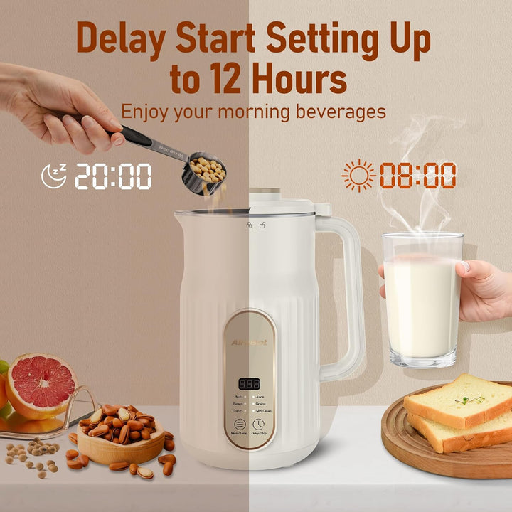 AlfaBot N2 Nussmilchmaschine, Automatische Mandelmilchmaschine für selbstgemachte Pflanzenmilch, Haf