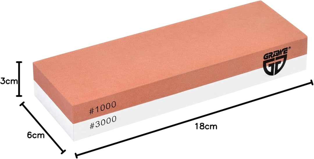 GRÄWE Wetzstein für Küchenmesser, Schleifstein aus Korund mit rutschfestem Bambus-Halter, Zwei Körnu