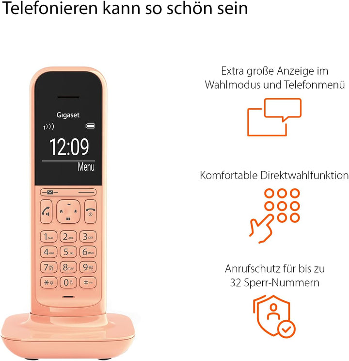 Gigaset CL390HX - Design DECT-Mobilteil mit Ladeschale – Schnurloses Telefon für Router und DECT-Bas