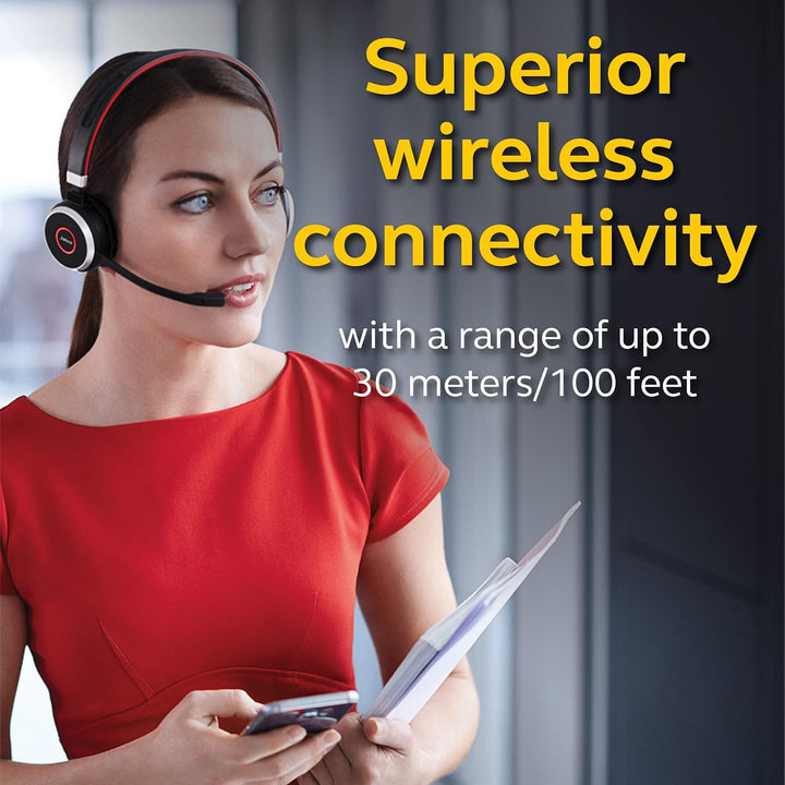Jabra Evolve 65 Wireless Stereo On-Ear Headset – Microsoft Certified Headphones With Long-Lasting Ba