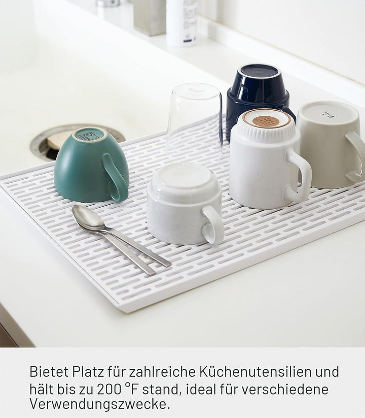 Yamazaki 3328 TOWER Breites Glas- und Becher-Abtropfgestell, weiss, ABS-Harz, minimalistisch, 42.5 x