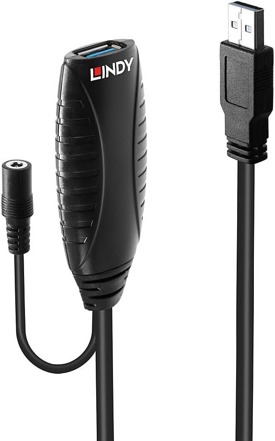 LINDY 43156 10m USB 3.0 Aktivverlängerung, Schwarz Single, Single